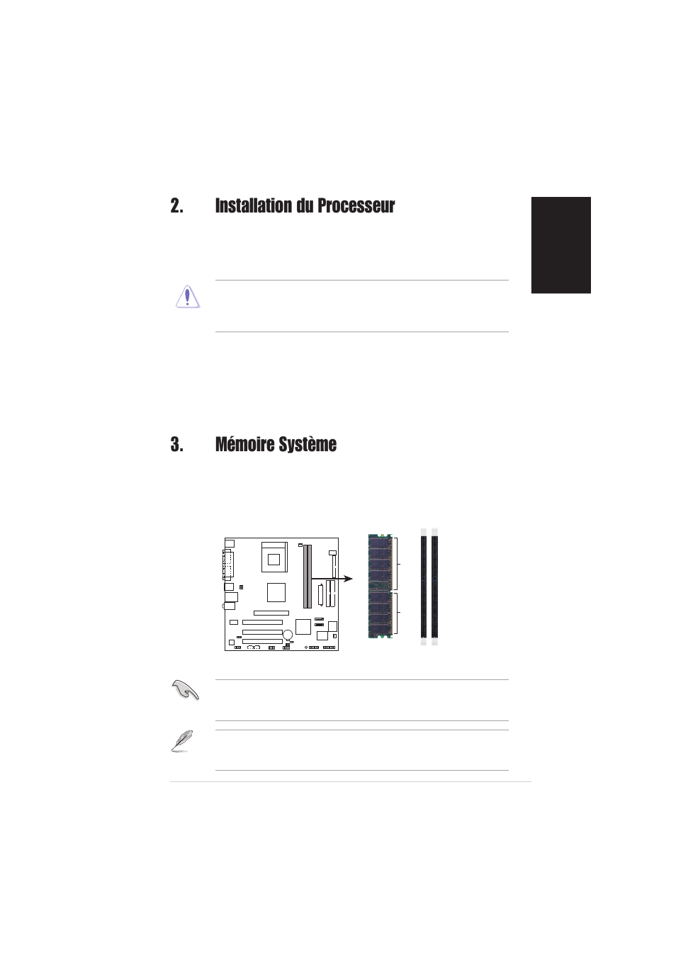 Mémoire système, Installation du processeur | Asus A7V400-MX SE User Manual | Page 3 / 20