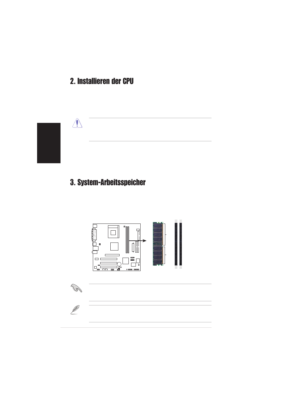 System-arbeitsspeicher, Installieren der cpu | Asus A7V400-MX SE User Manual | Page 6 / 20
