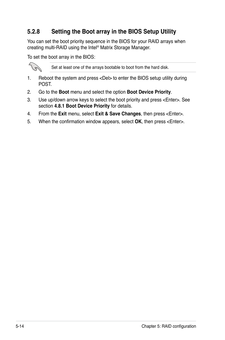 8 setting the boot array in the bios setup utility | Asus P7F-X SATA User Manual | Page 110 / 136