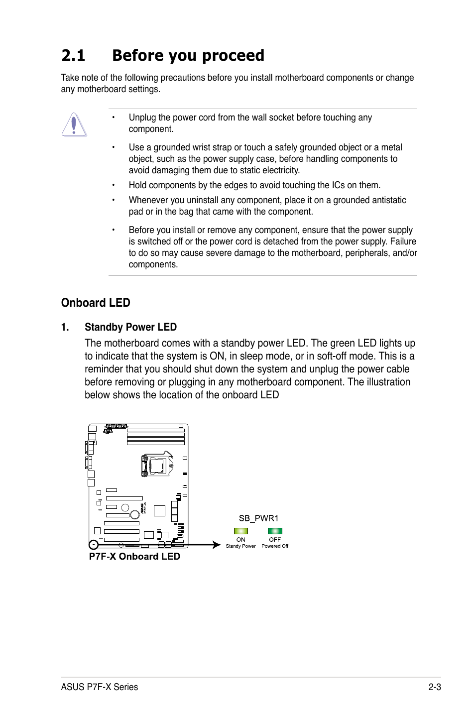 1 before you proceed | Asus P7F-X SATA User Manual | Page 21 / 136
