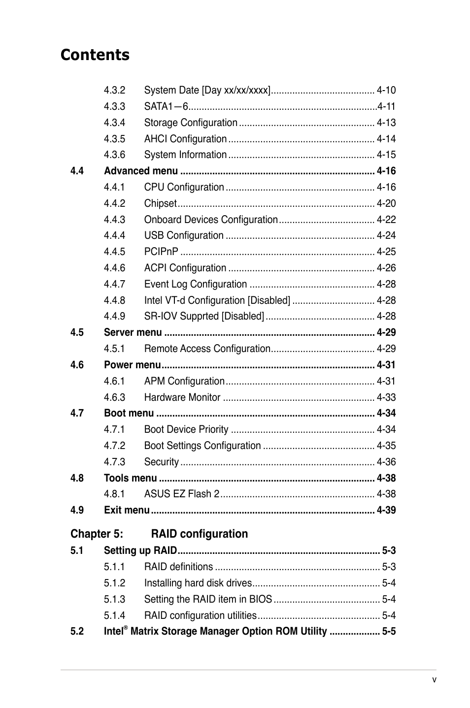Asus P7F-X SATA User Manual | Page 5 / 136