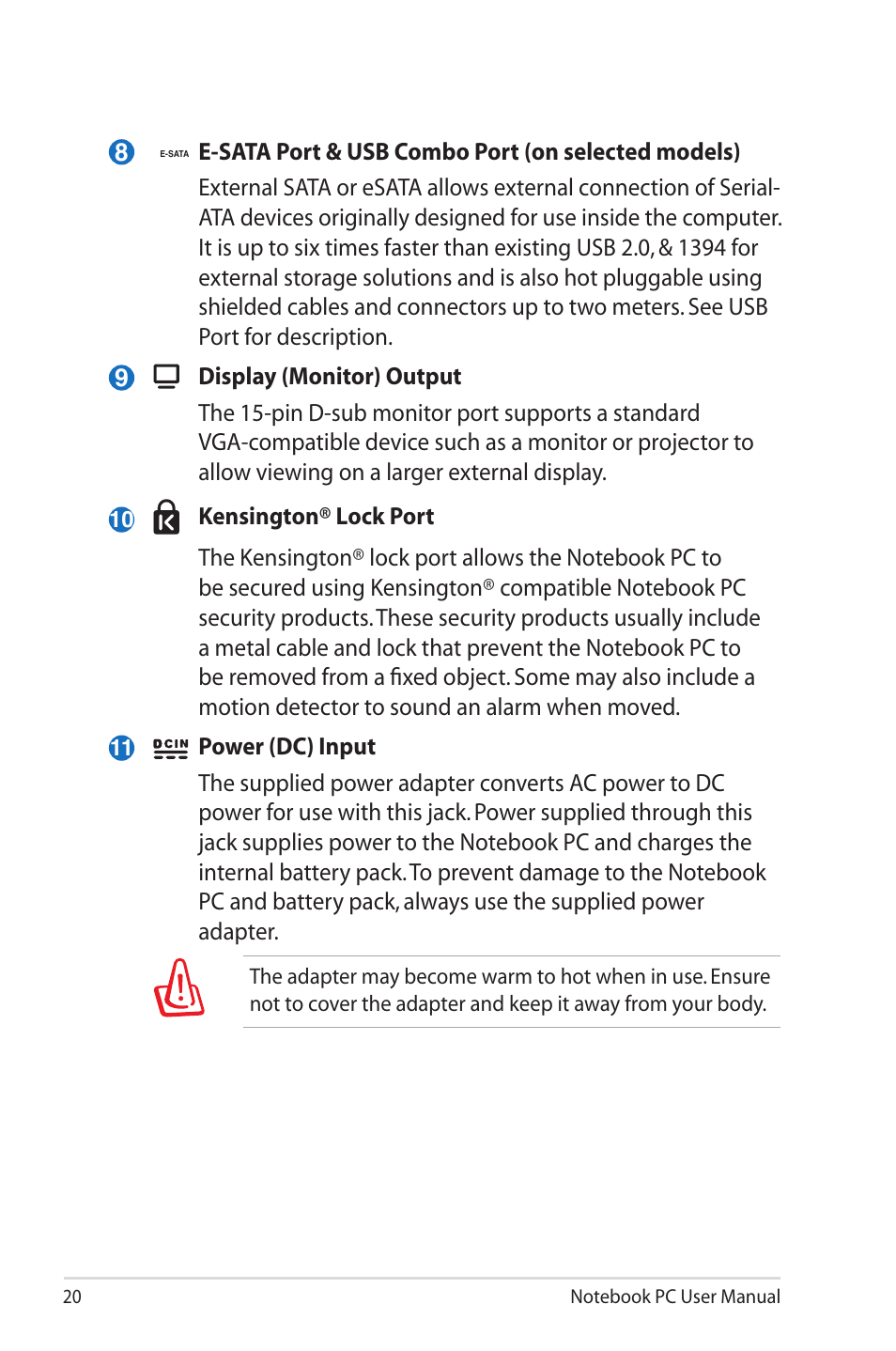 Asus N73Jn User Manual | Page 20 / 112