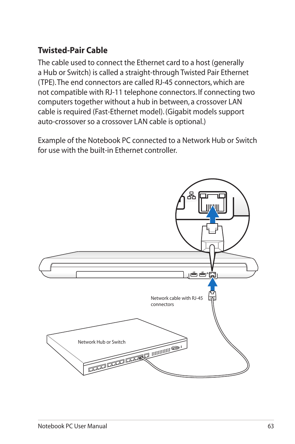 Twisted-pair cable | Asus N73Jn User Manual | Page 63 / 112