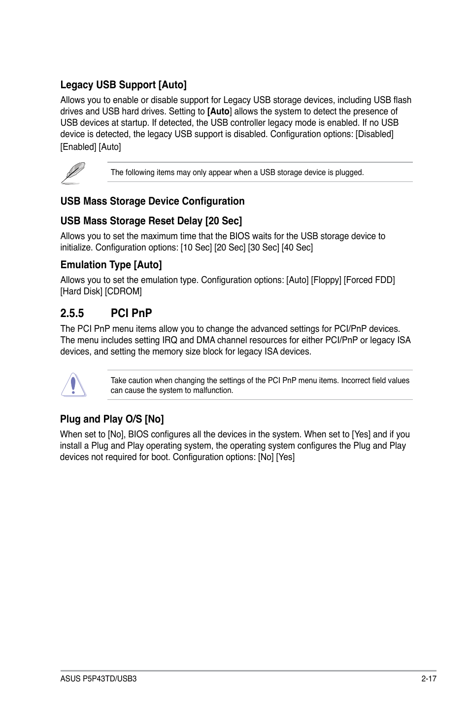 5 pci pnp, Pci pnp -17 | Asus P5P43TD/USB3 User Manual | Page 55 / 64