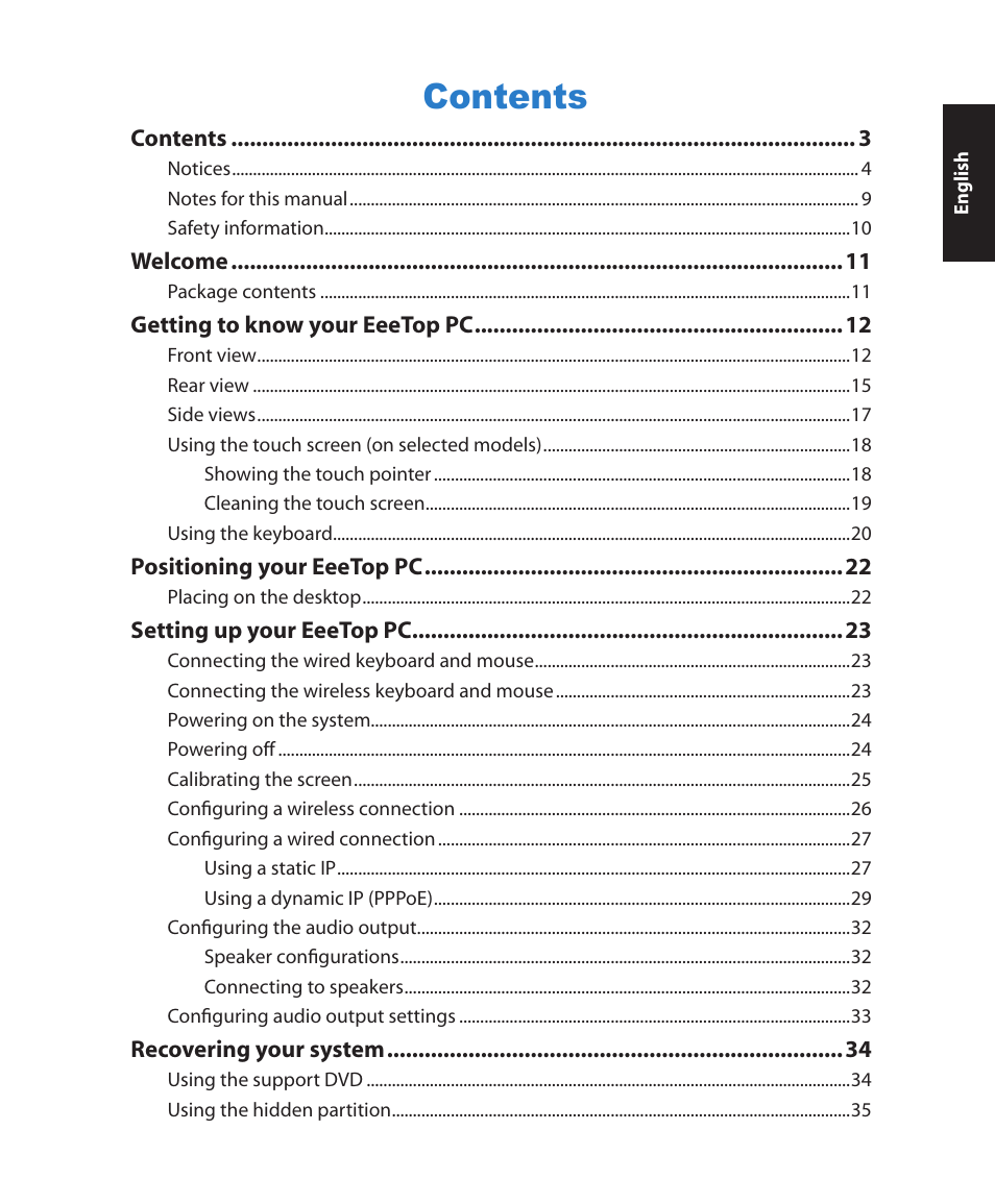 Asus ET2203T User Manual | Page 3 / 36