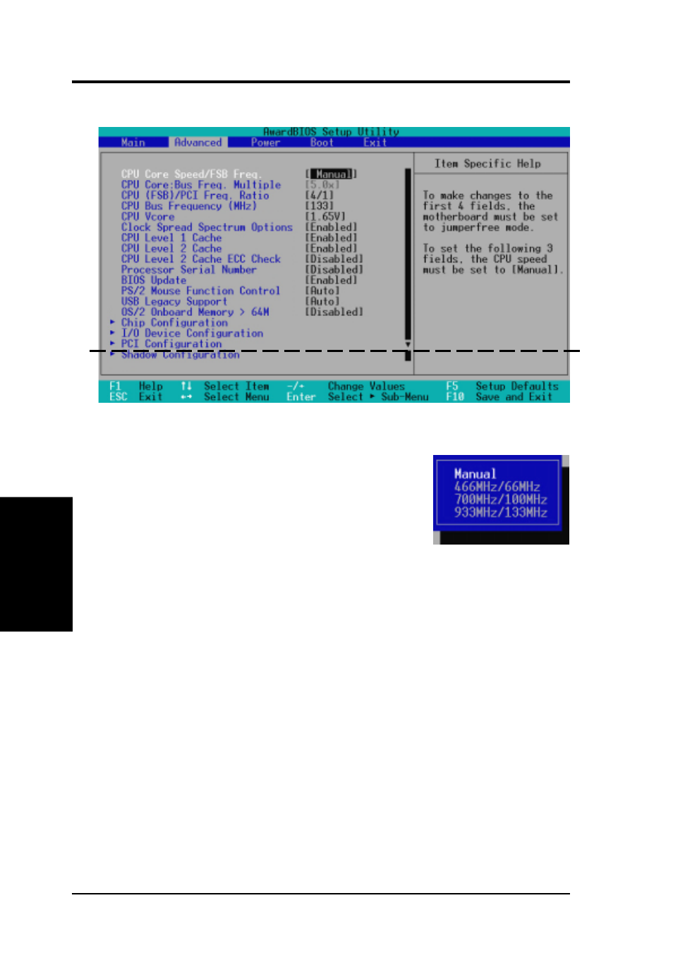 Bios setup, 4 advanced menu | Asus CUA User Manual | Page 58 / 136