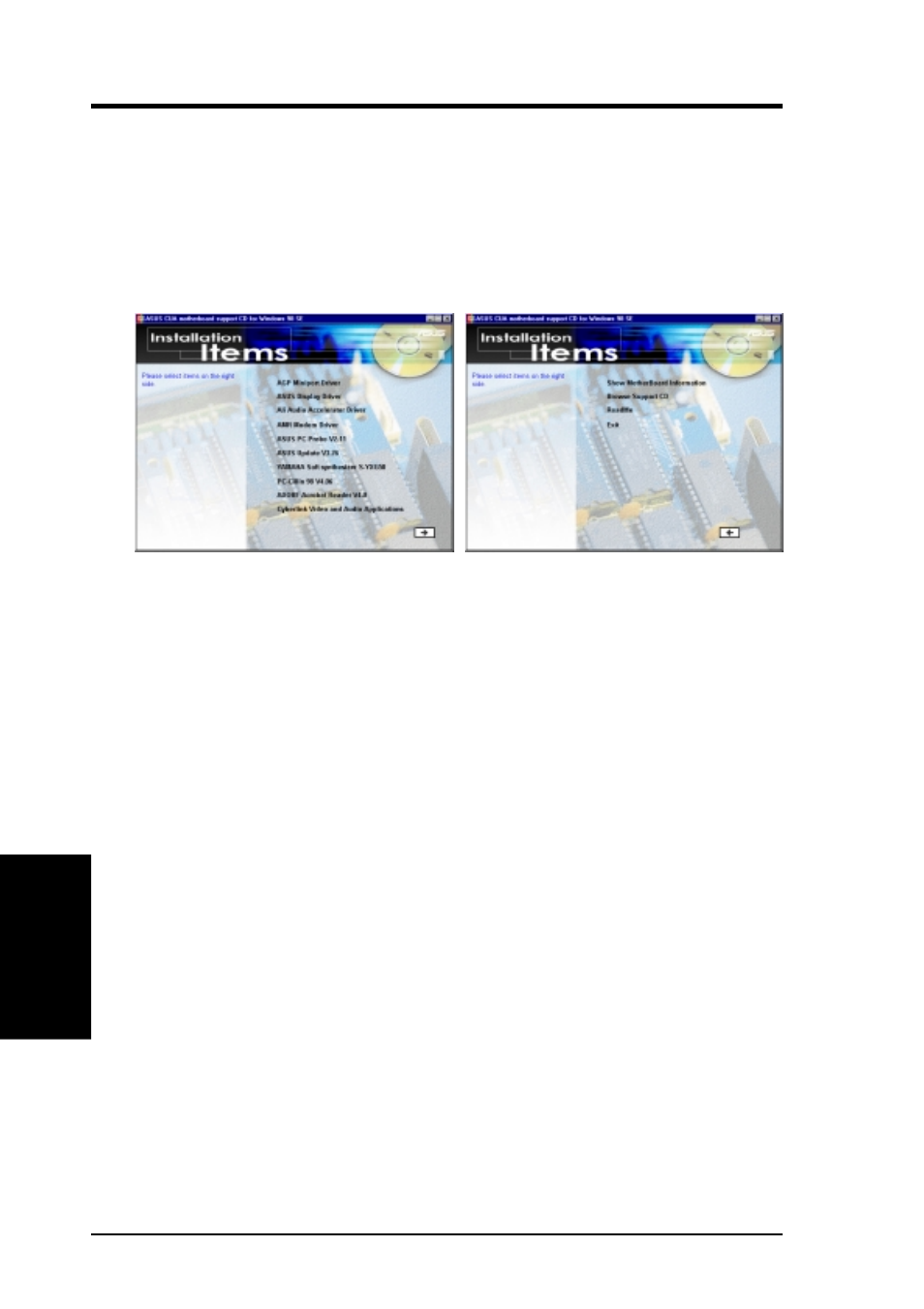 Software setup, 3 cua series motherboard support cd, 1 installation menu | Asus CUA User Manual | Page 78 / 136