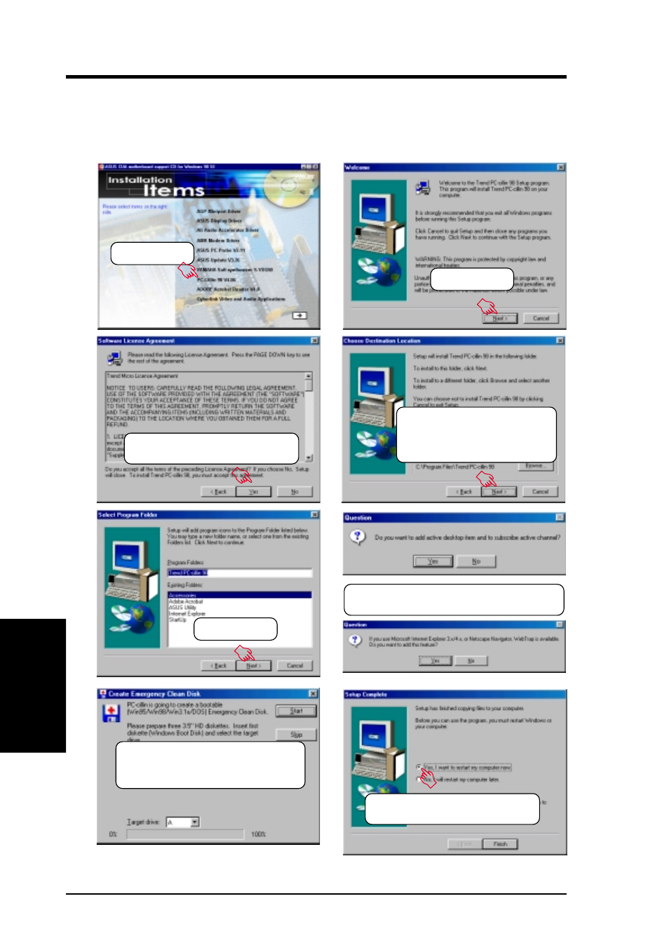 Software setup, 11 pc-cillin 98 vx.xx | Asus CUA User Manual | Page 86 / 136