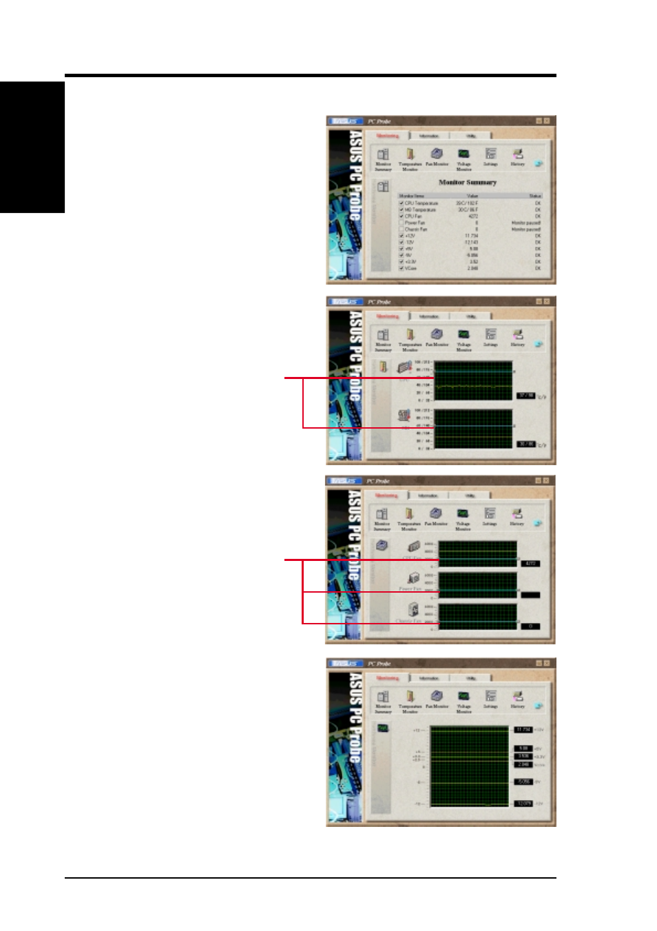 Software reference, 2 using asus pc probe, Monitoring | Asus CUA User Manual | Page 92 / 136