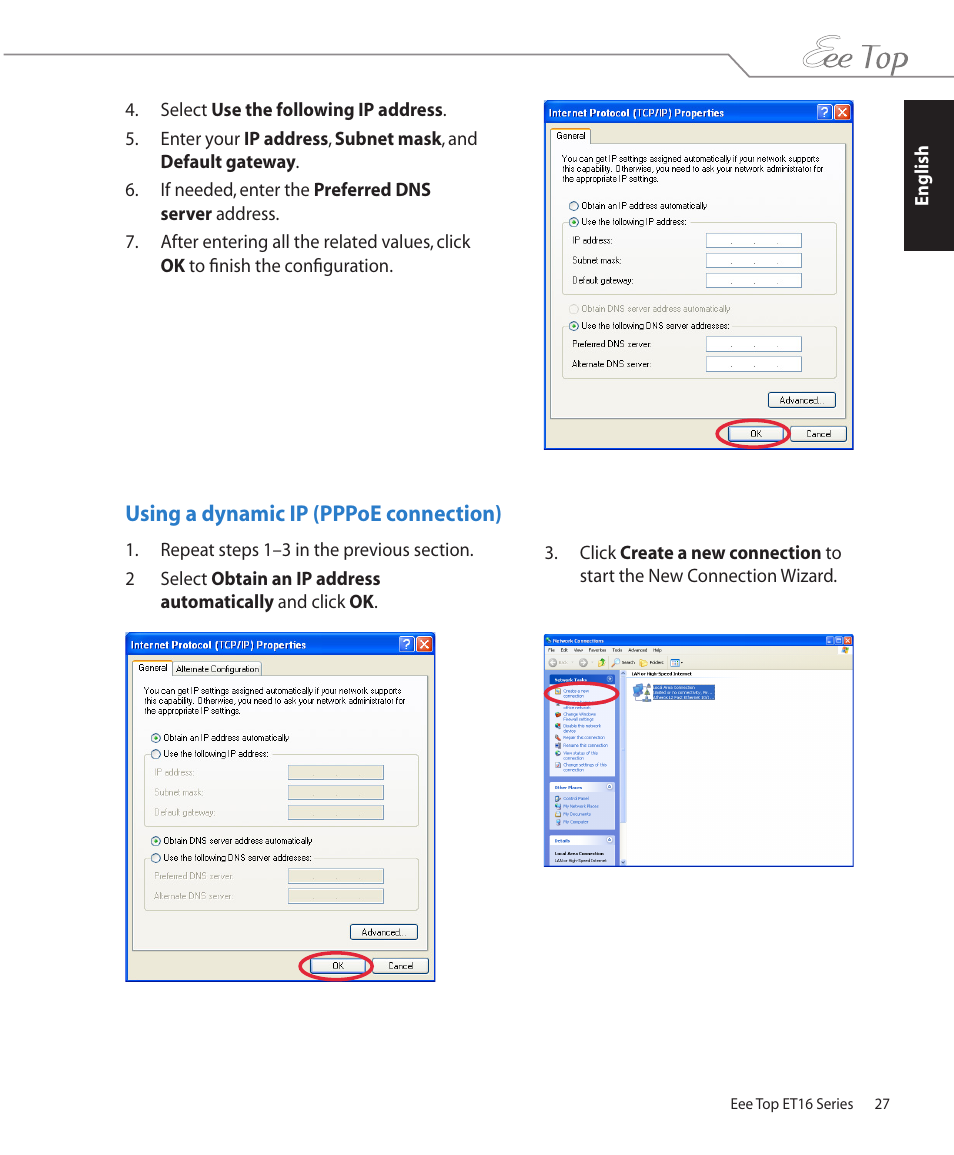 Using a dynamic ip (pppoe connection) | Asus ET1602 User Manual | Page 27 / 34