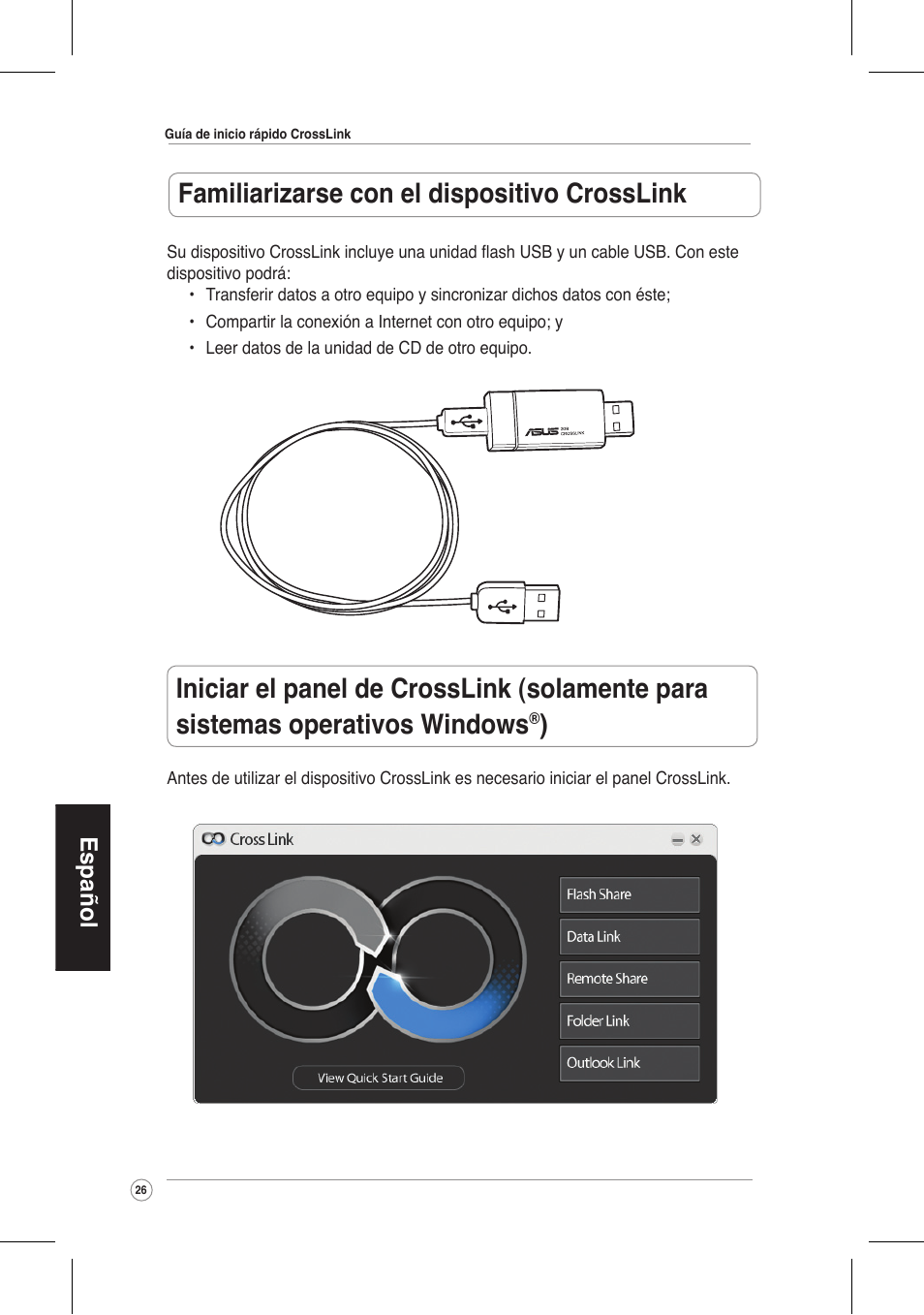 Familiarizarse con el dispositivo crosslink | Asus CrossLink Plus User Manual | Page 26 / 92