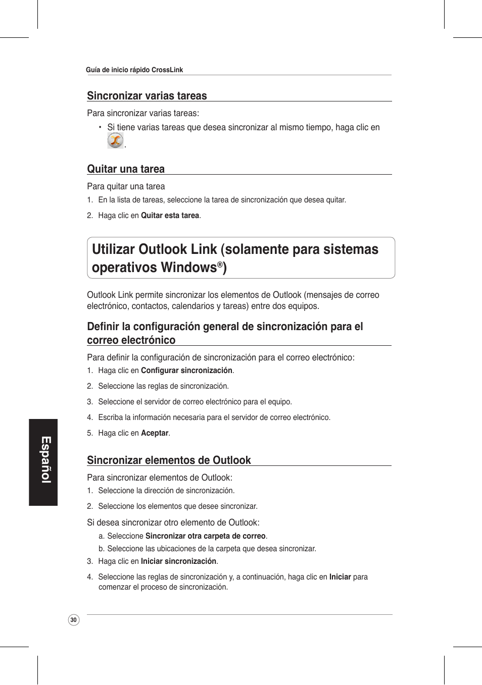 Español | Asus CrossLink Plus User Manual | Page 30 / 92
