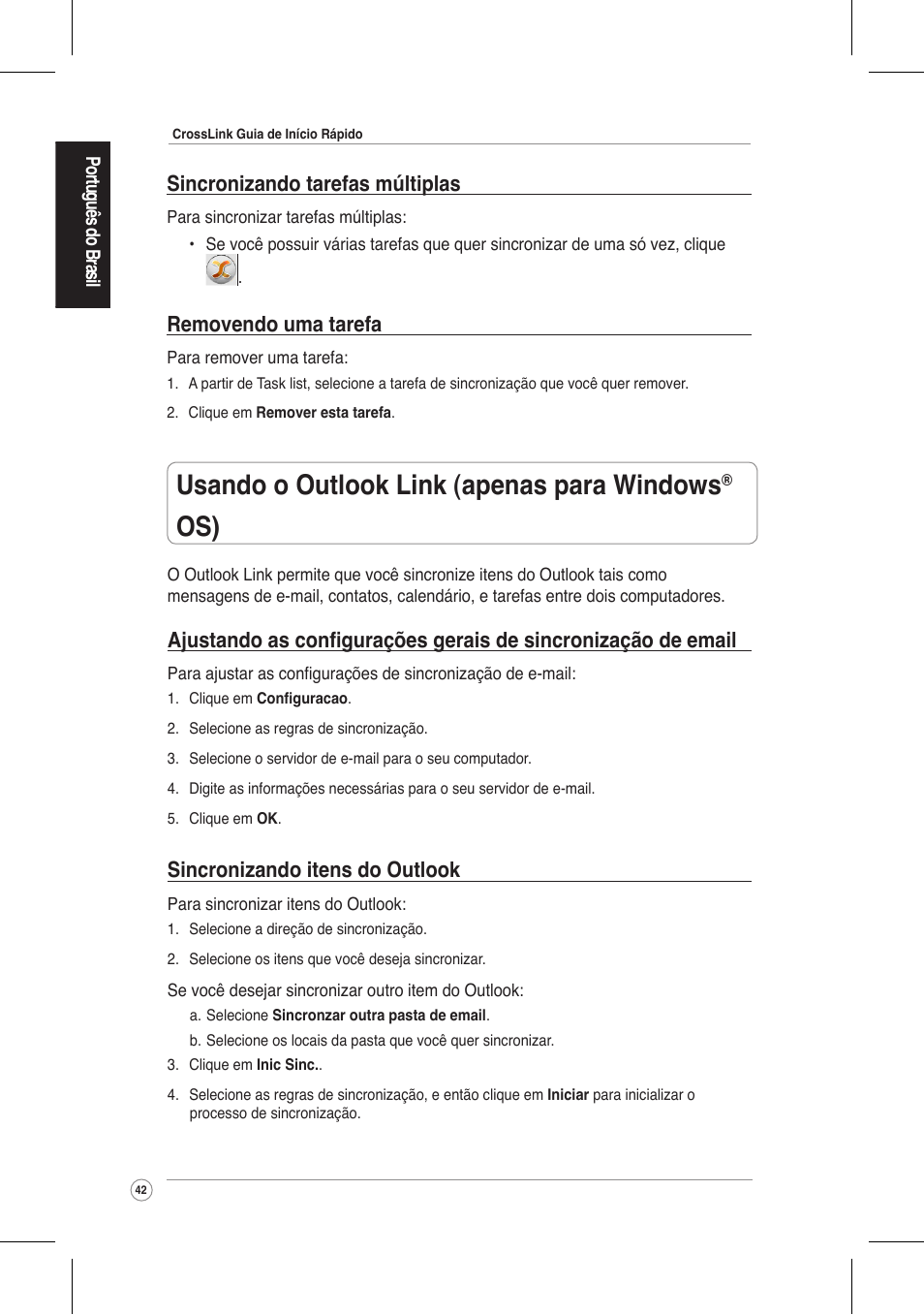 Usando o outlook link (apenas para windows | Asus CrossLink Plus User Manual | Page 42 / 92