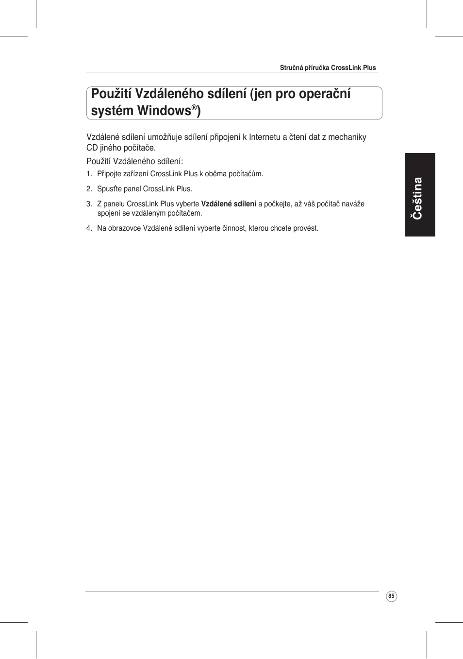 Čeština | Asus CrossLink Plus User Manual | Page 85 / 92