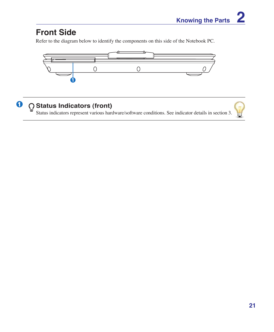 Front side | Asus X20S User Manual | Page 21 / 87