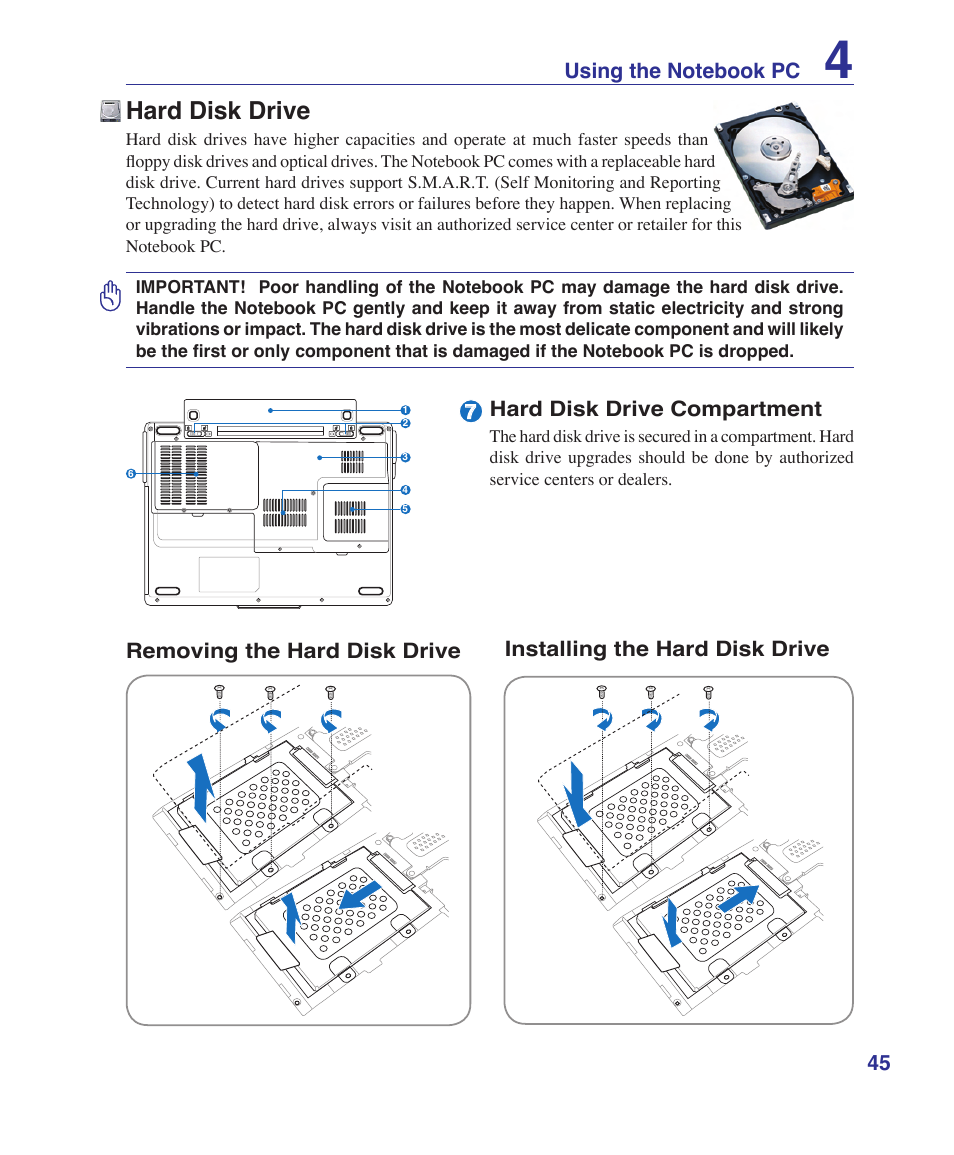 Hard disk drive | Asus X20S User Manual | Page 45 / 87