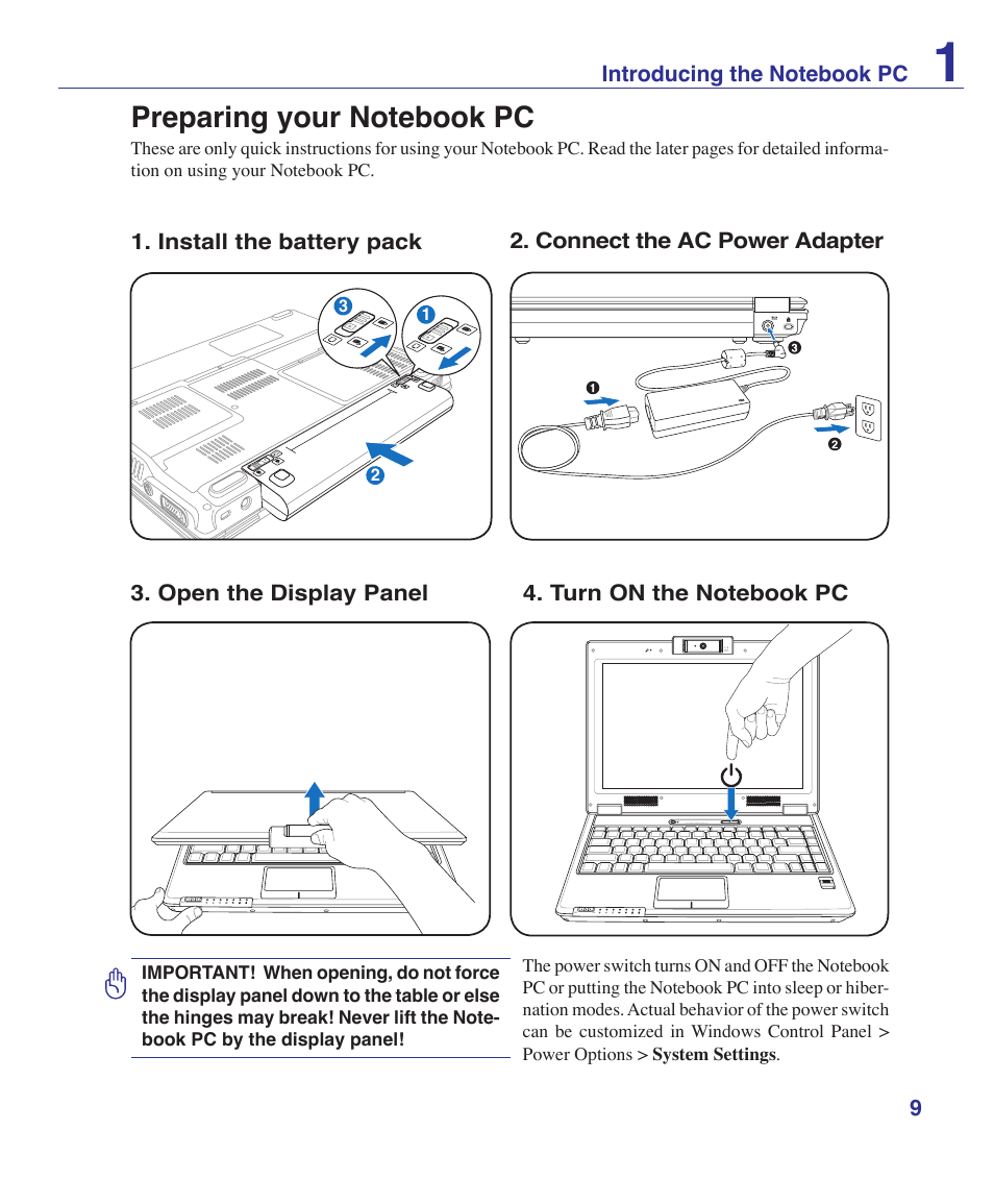 Preparing your notebook pc | Asus X20S User Manual | Page 9 / 87