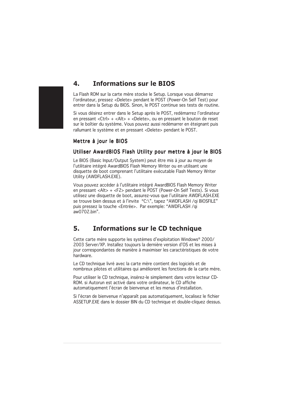 Informations sur le bios, Informations sur le cd technique | Asus K8N4-E DELUXE User Manual | Page 4 / 20