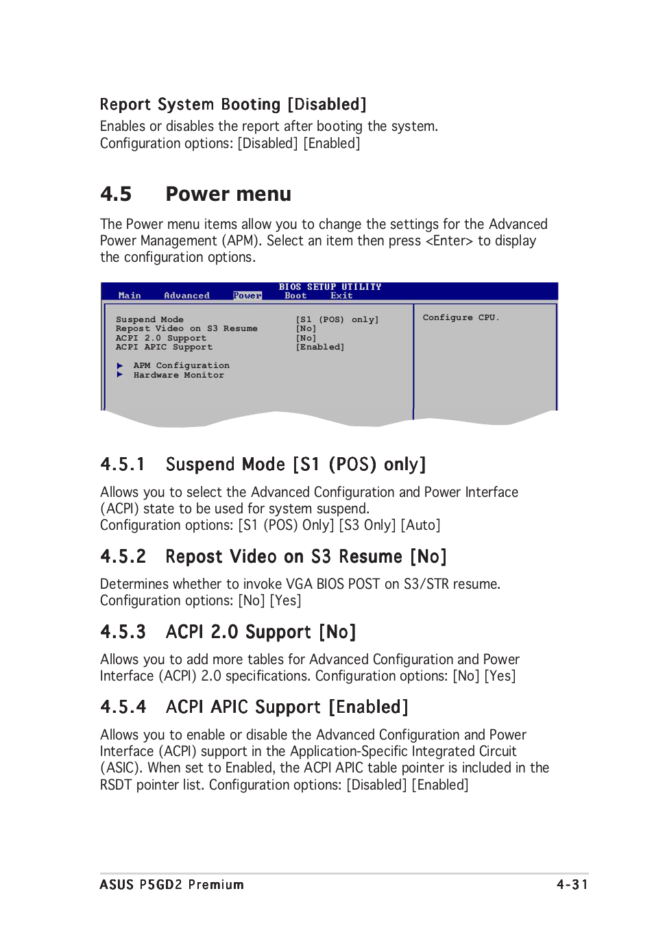 5 power menu | Asus P5GD2 Premium User Manual | Page 101 / 156