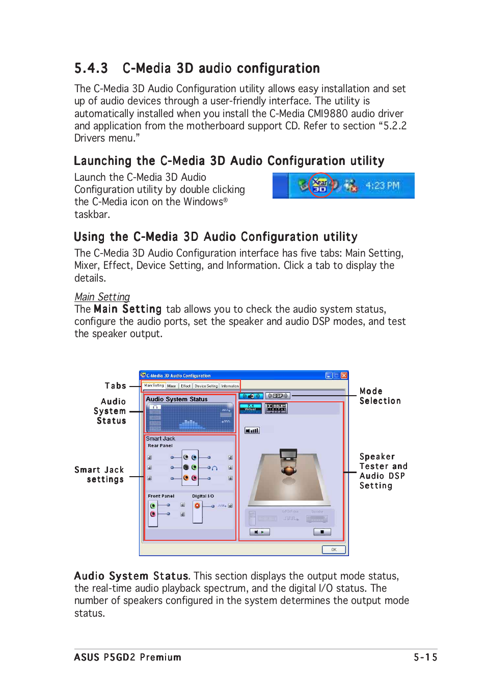 Using the c-media 3d audio configuration utility | Asus P5GD2 Premium User Manual | Page 129 / 156