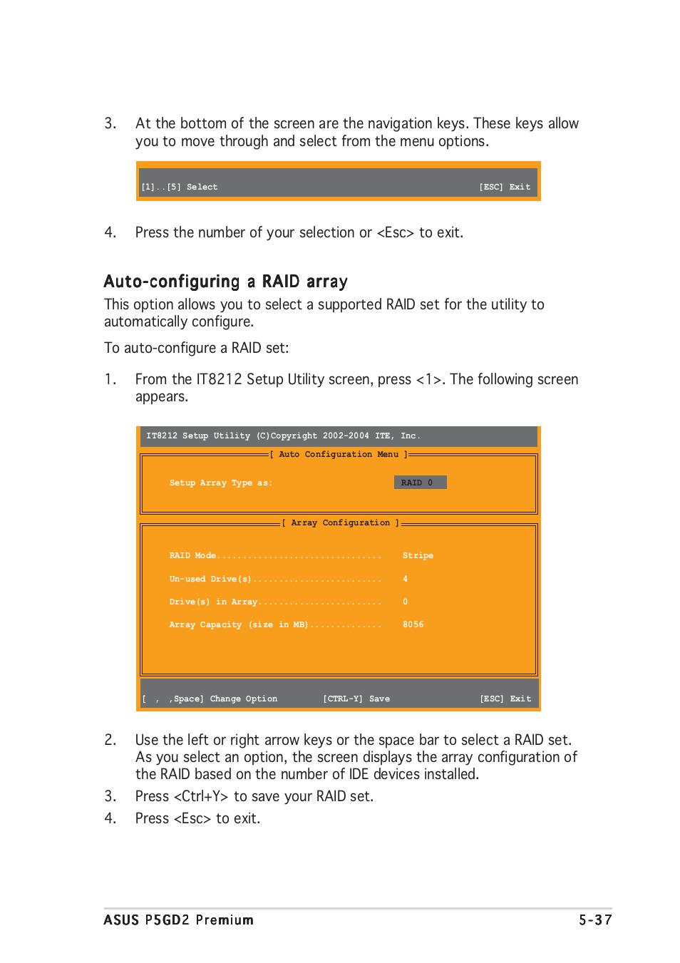 Auto-configuring a raid array | Asus P5GD2 Premium User Manual | Page 151 / 156