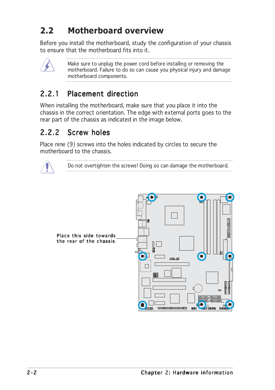 2 motherboard overview | Asus P5GD2 Premium User Manual | Page 26 / 156