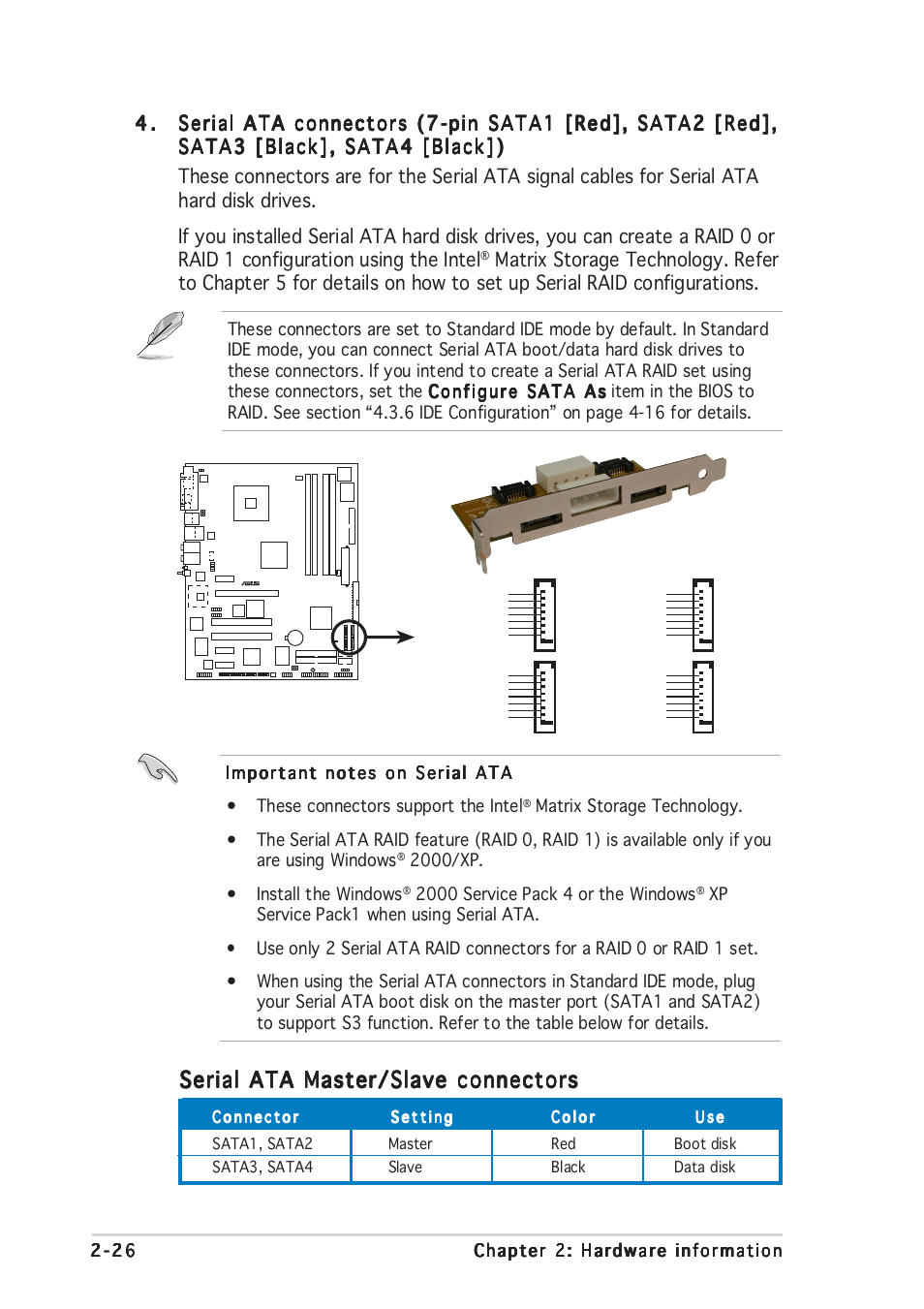 Serial ata master/slave connectors | Asus P5GD2 Premium User Manual | Page 50 / 156