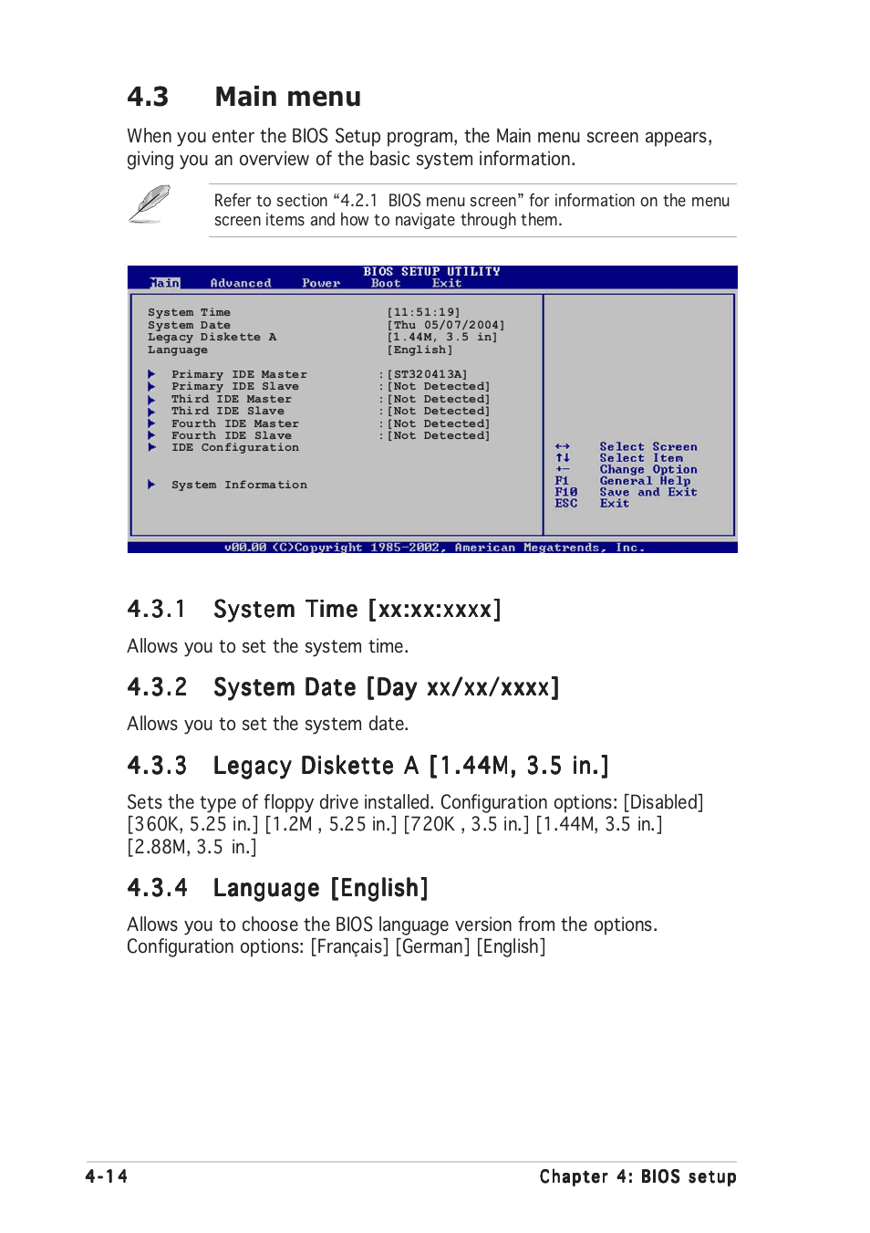 3 main menu | Asus P5GD2 Premium User Manual | Page 84 / 156