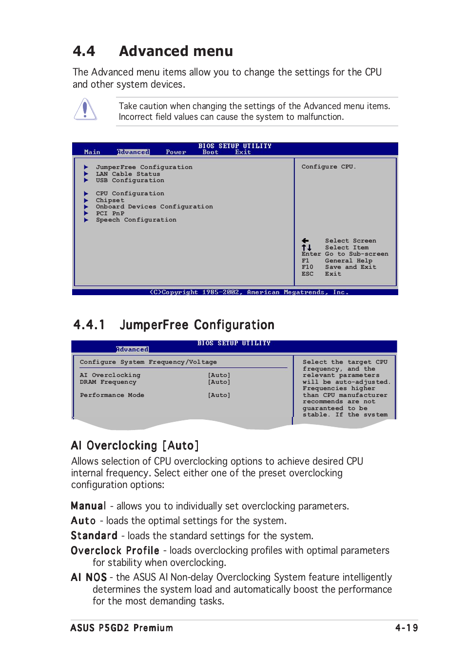 4 advanced menu | Asus P5GD2 Premium User Manual | Page 89 / 156