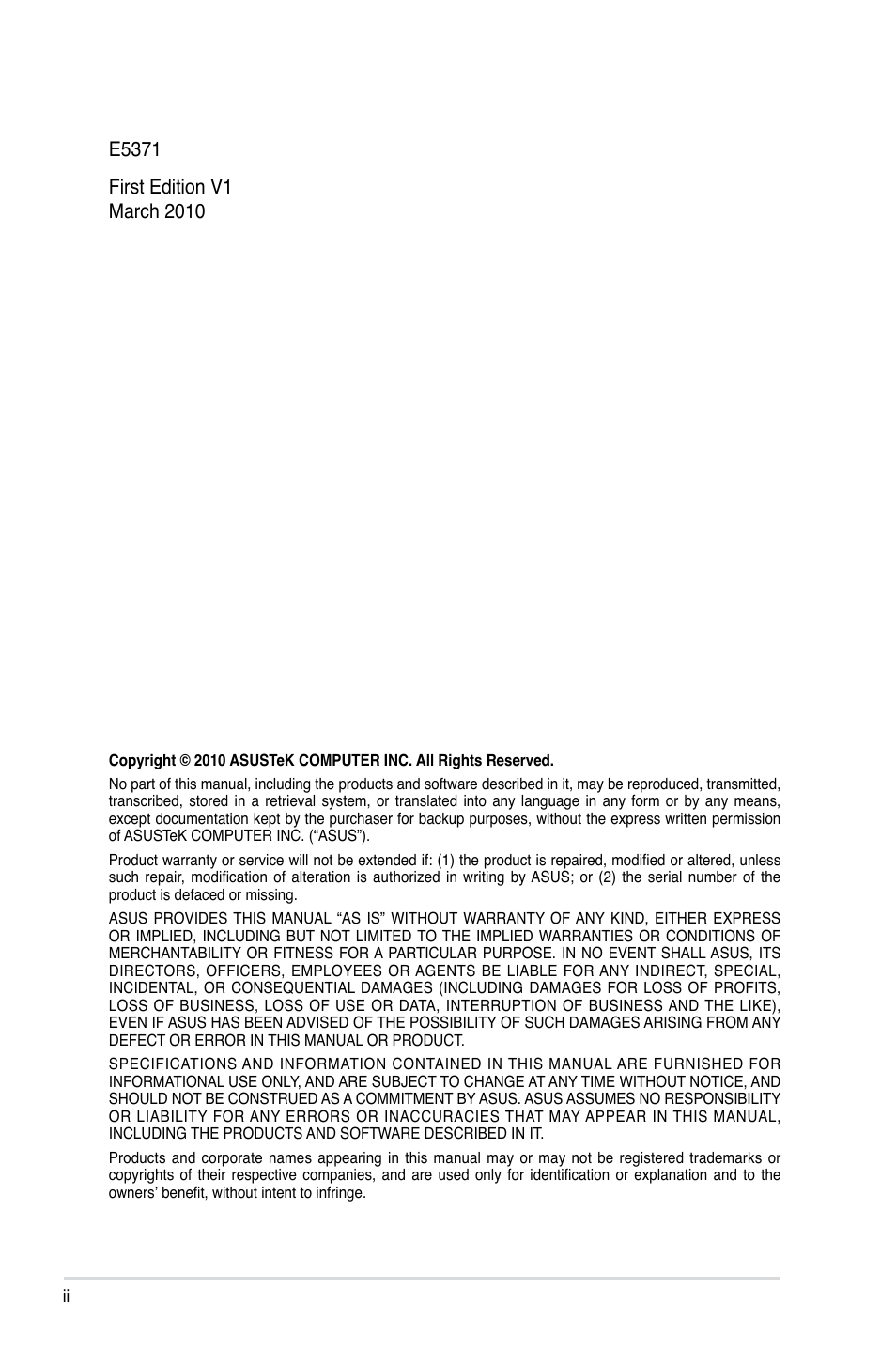 Asus Hummingbird User Manual | Page 2 / 112