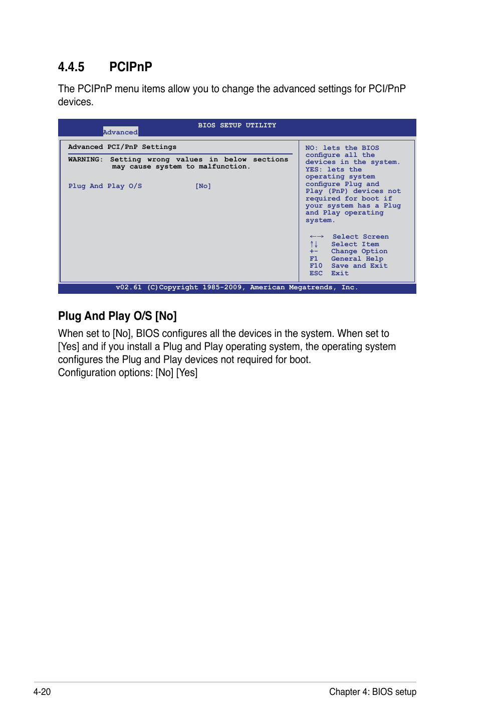5 pcipnp, Pcipnp -20, Plug and play o/s [no | Asus Hummingbird User Manual | Page 64 / 112