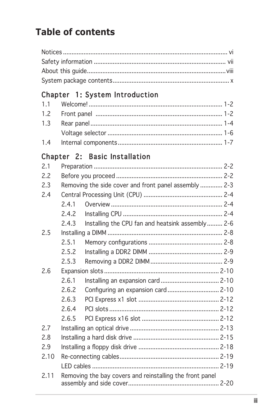 Asus V2-PH1 User Manual | Page 3 / 104