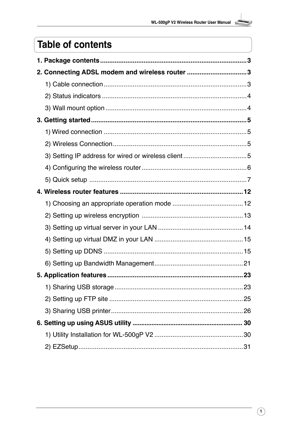 Asus WL-500gP V2 User Manual | Page 4 / 55