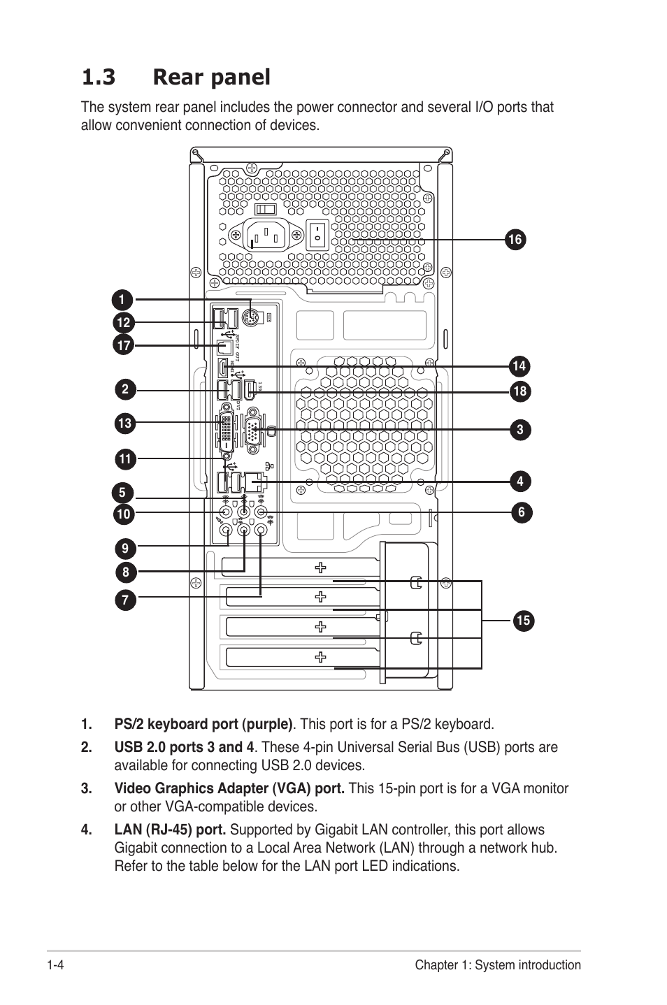 3 rear panel, Rear.panel -4 | Asus V3-P5G45 User Manual | Page 14 / 120