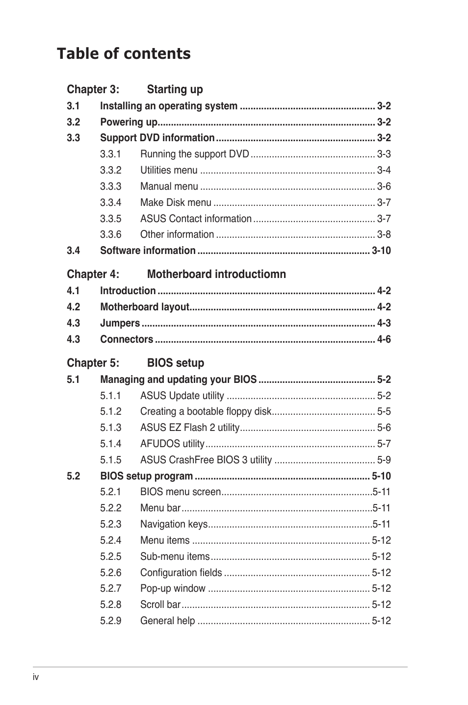Asus V3-P5G45 User Manual | Page 4 / 120