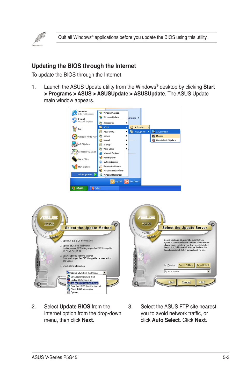 Updating.the.bios.through.the.internet | Asus V3-P5G45 User Manual | Page 79 / 120
