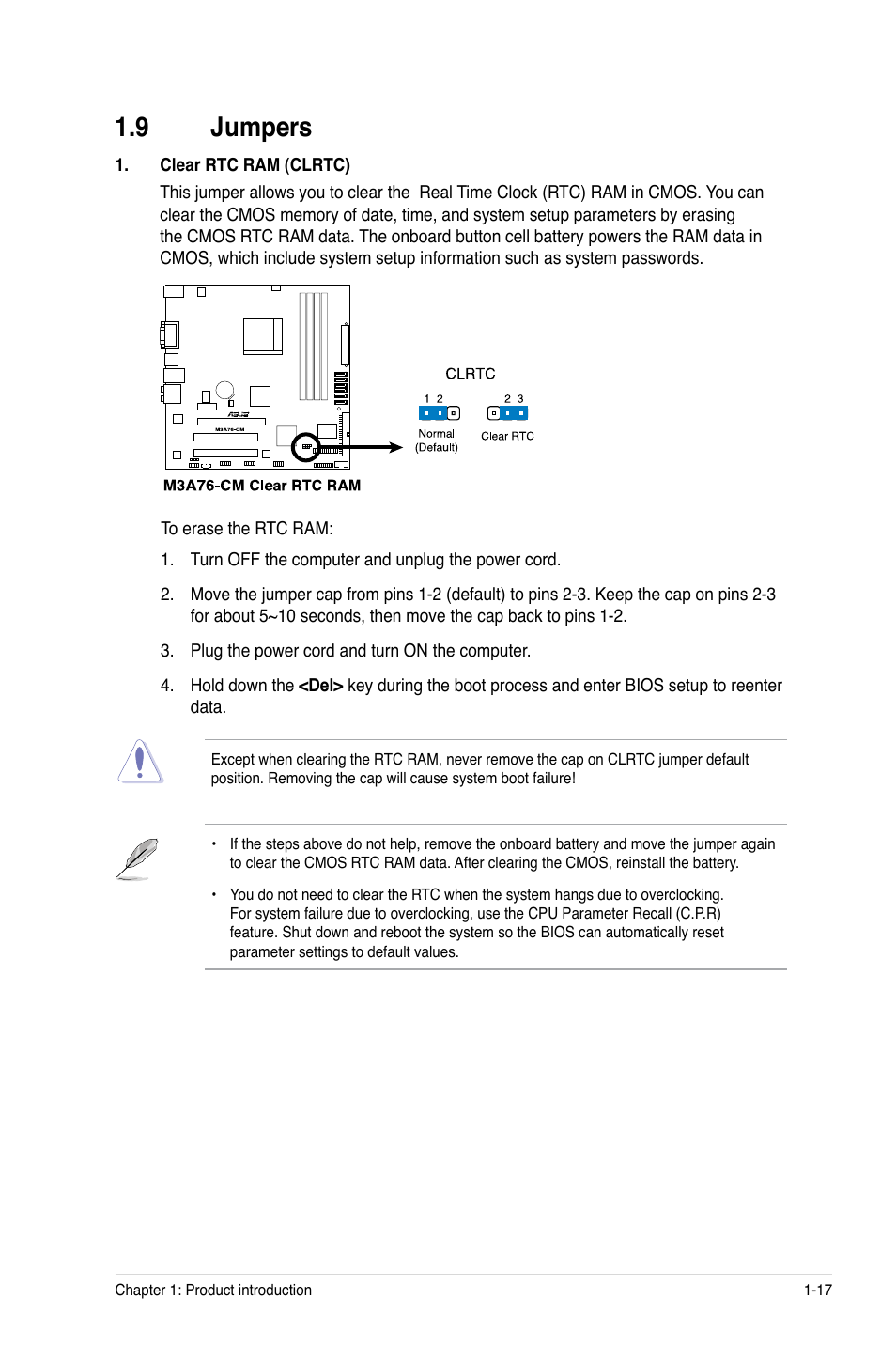 9 jumpers, Jumpers -17 | Asus M3A76-CM User Manual | Page 27 / 60