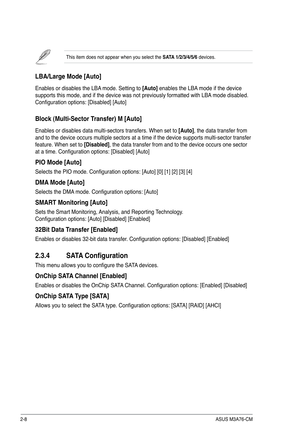 4 sata configuration, Sata configuration -8 | Asus M3A76-CM User Manual | Page 46 / 60