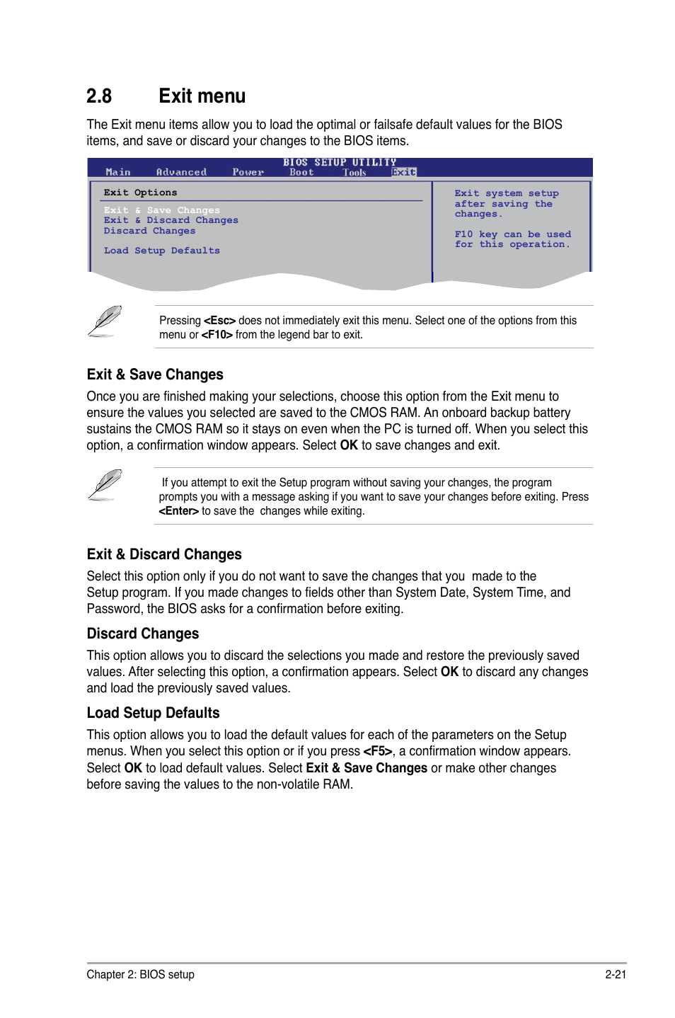 8 exit menu, Exit menu -21 | Asus M3A76-CM User Manual | Page 59 / 60