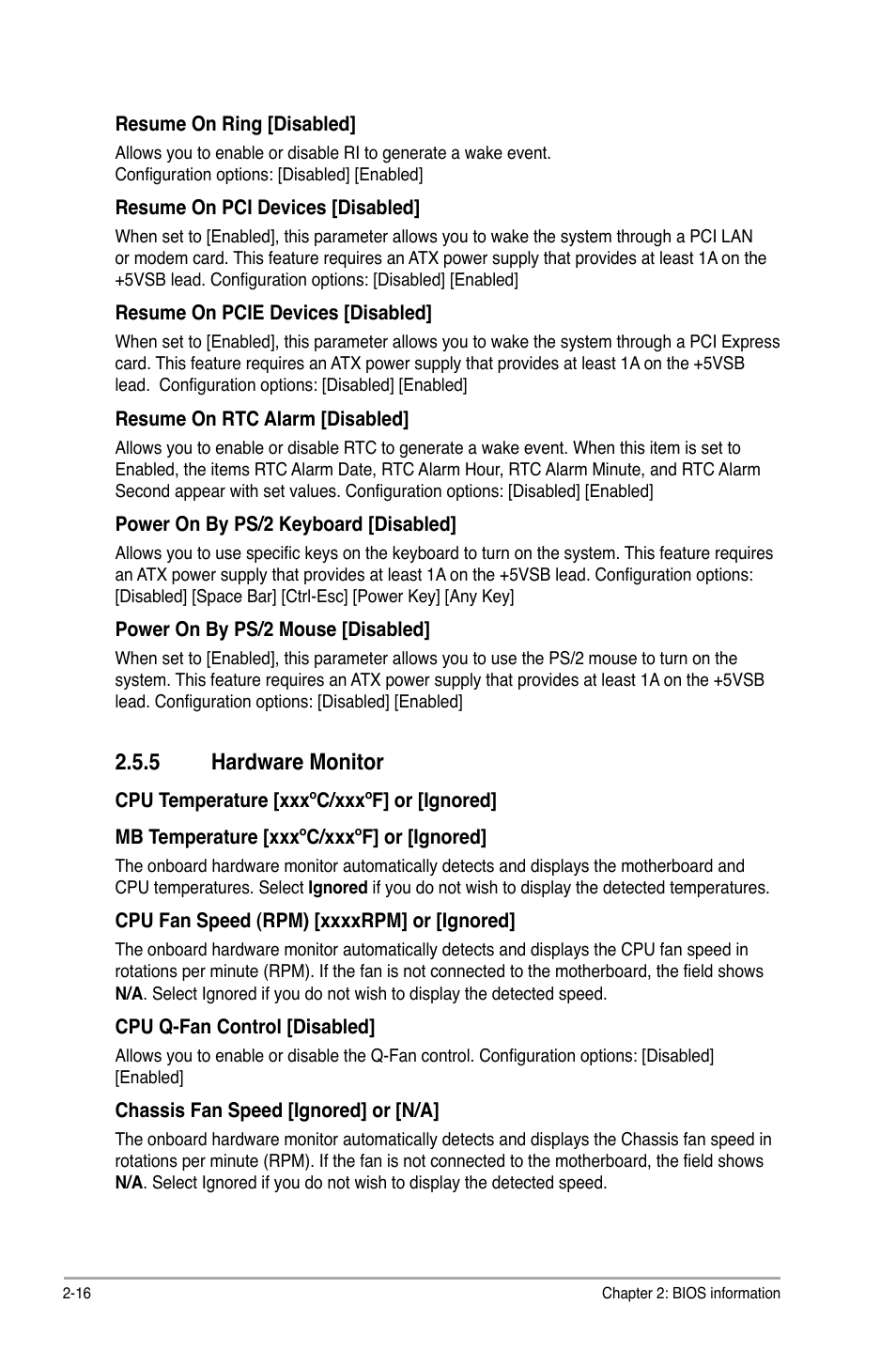 5 hardware monitor, Hardware monitor -16 | Asus P5KPL/EPU User Manual | Page 56 / 62