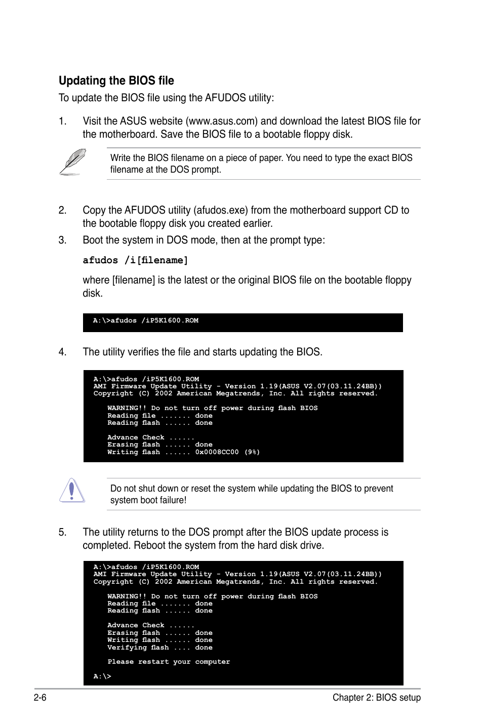 Updating the bios file | Asus P5KPL/1600 User Manual | Page 52 / 96
