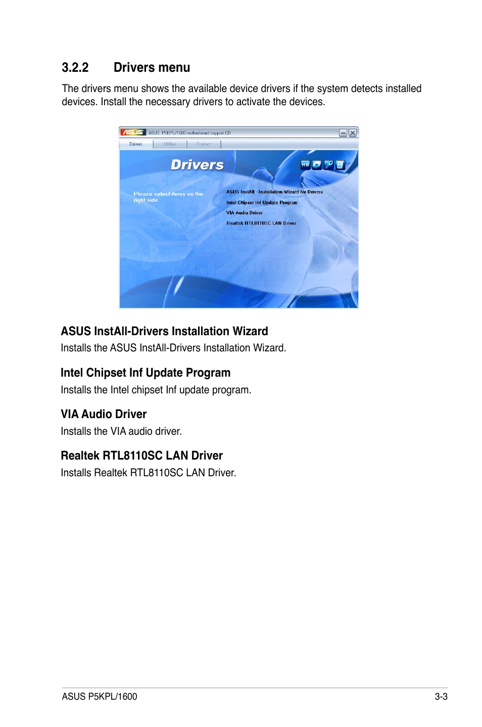 2 drivers menu | Asus P5KPL/1600 User Manual | Page 89 / 96