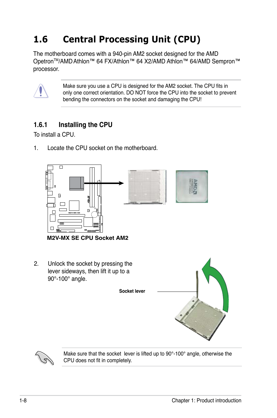 6 central processing unit (cpu), Installing.the.cpu | Asus M2V-MX SE User Manual | Page 18 / 90