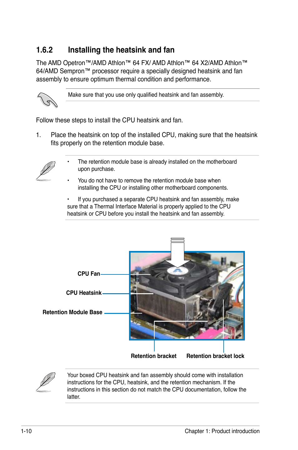 Installing.the.heatsink.and.fan | Asus M2V-MX SE User Manual | Page 20 / 90