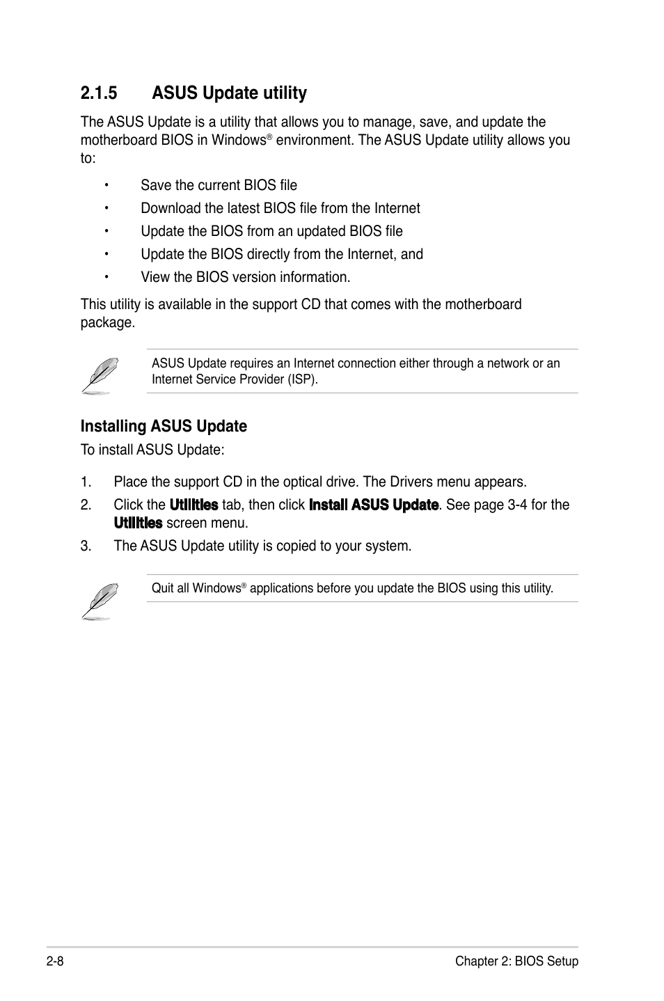 5 asus update utility, Installing.asus.update | Asus M2V-MX SE User Manual | Page 50 / 90