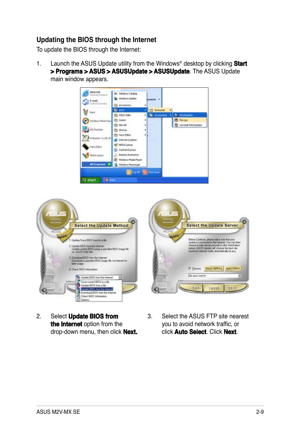 Updating the bios through the internet | Asus M2V-MX SE User Manual | Page 51 / 90