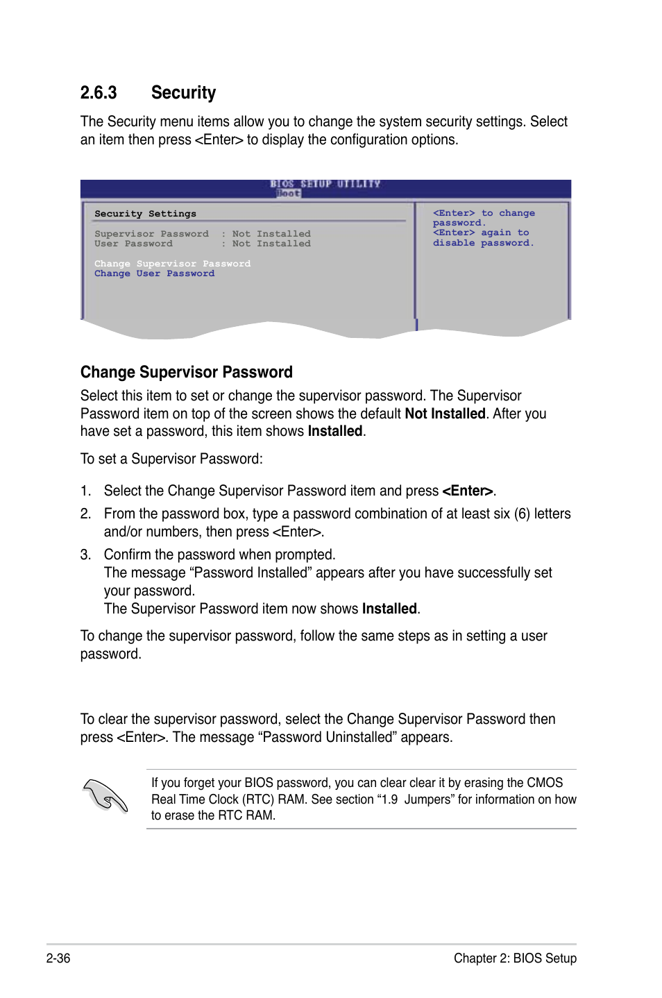 3 security, Change supervisor password | Asus M2V-MX SE User Manual | Page 78 / 90