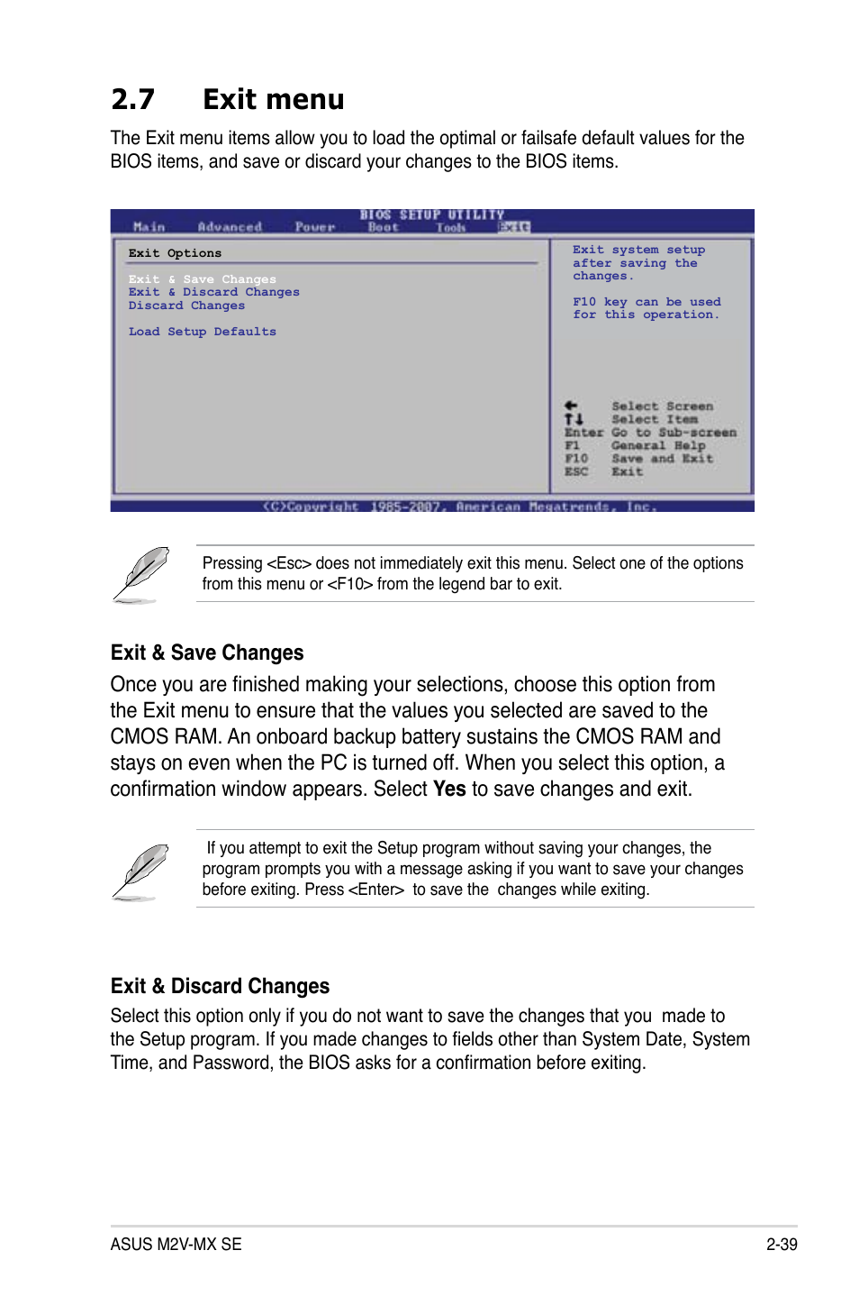 7 exit menu, Exit & discard changes | Asus M2V-MX SE User Manual | Page 81 / 90