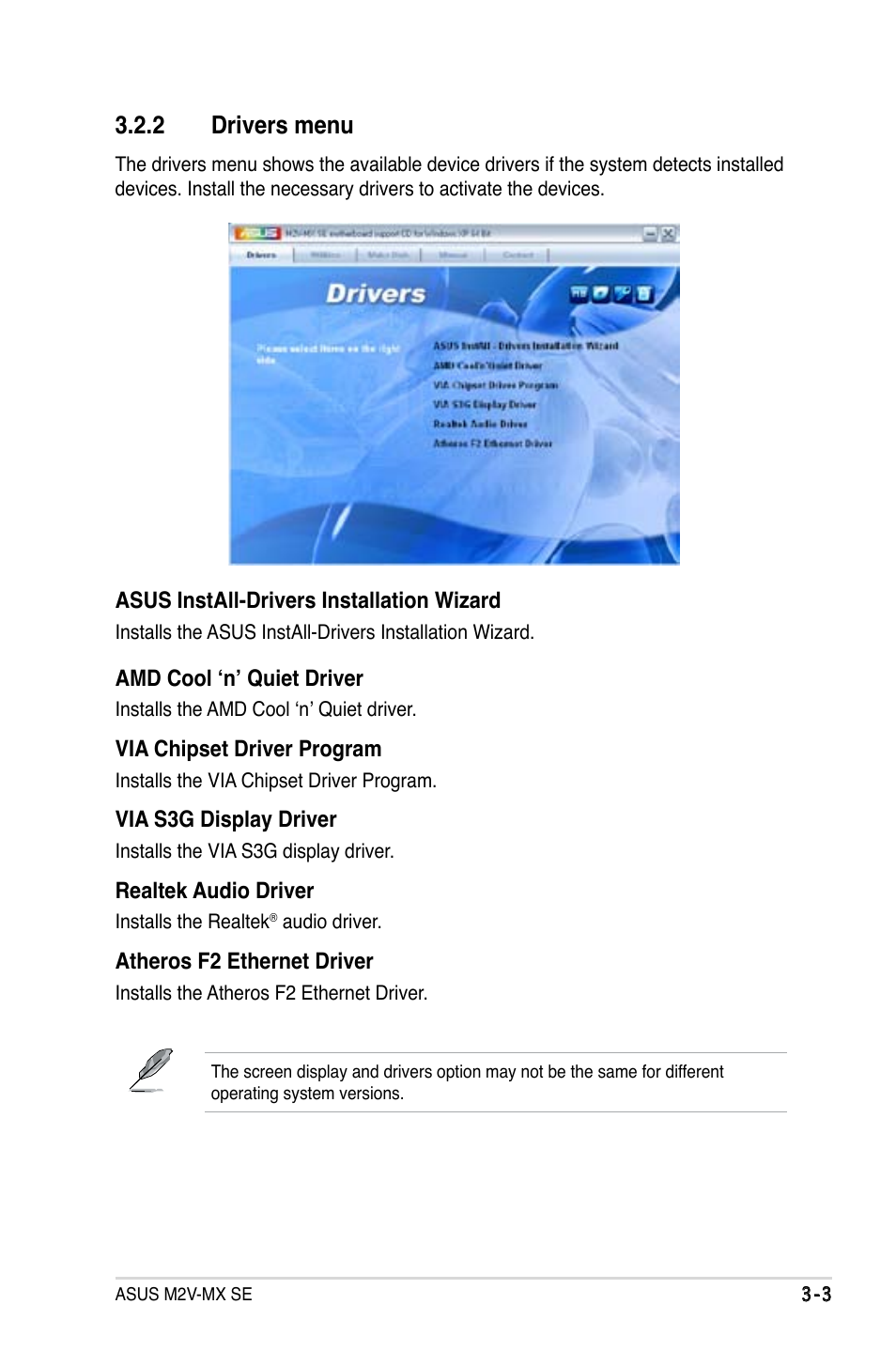 2 drivers menu | Asus M2V-MX SE User Manual | Page 85 / 90