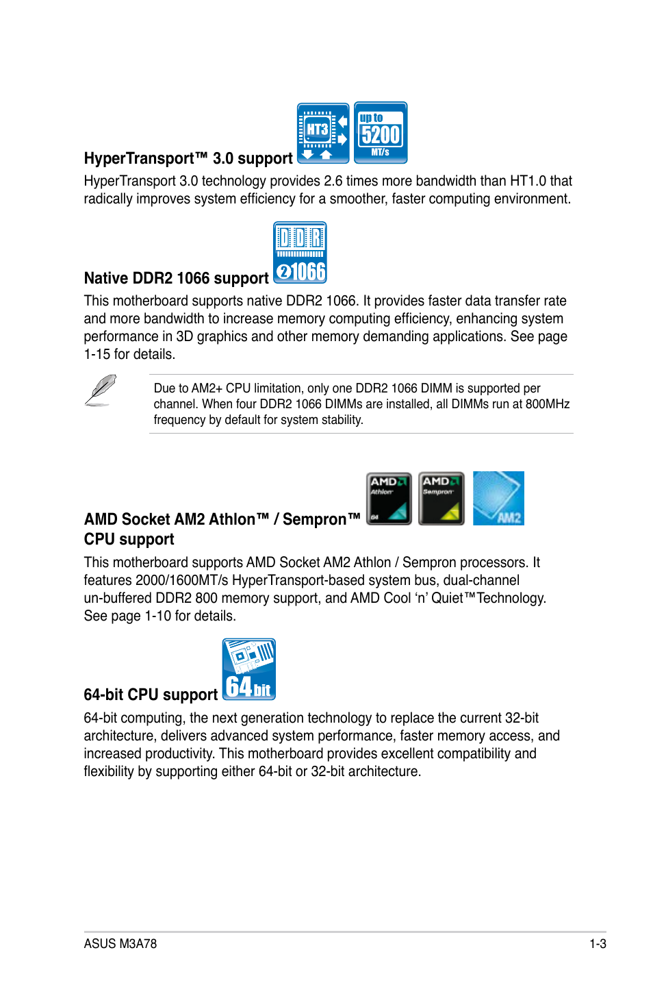 Asus M3A78 User Manual | Page 15 / 104